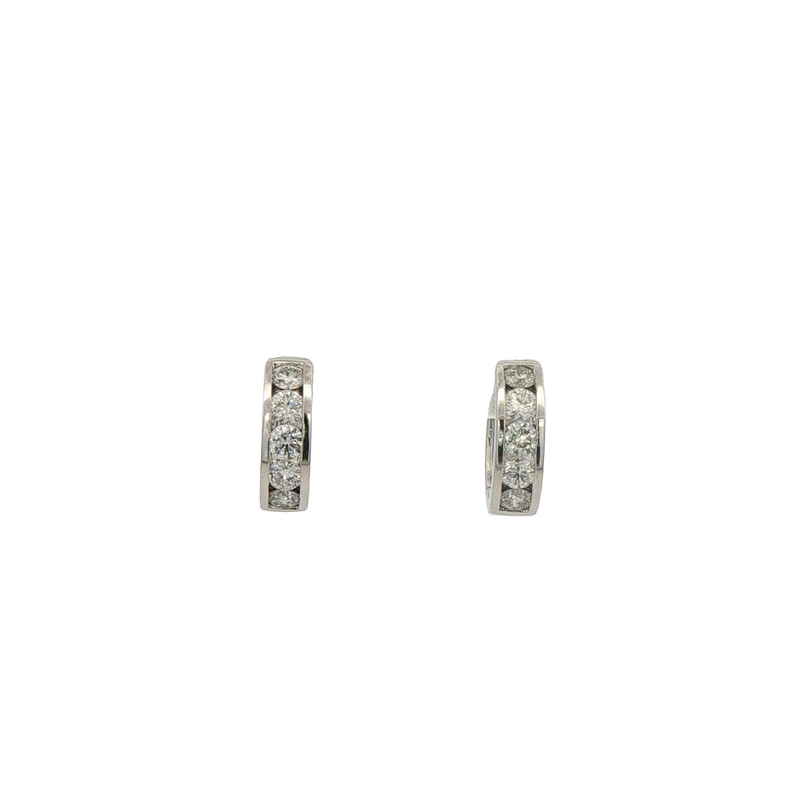 18k White Gold Diamond Huggie Hoop Earrings