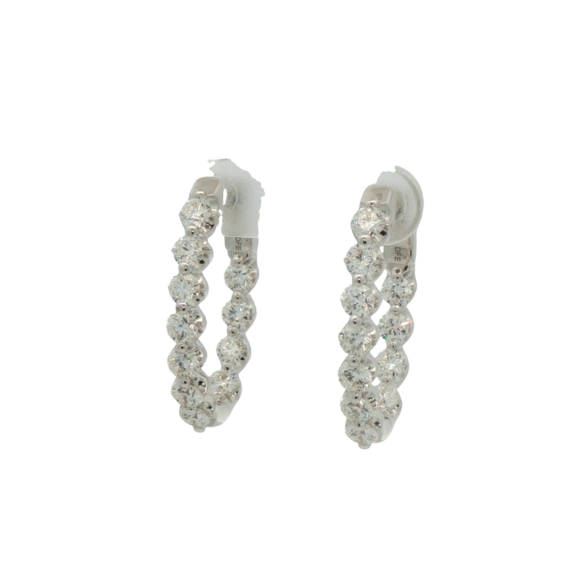 18k White Gold Diamond Hoop Earrings