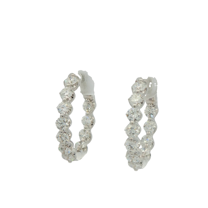 18k White Gold Diamond Hoop Earrings