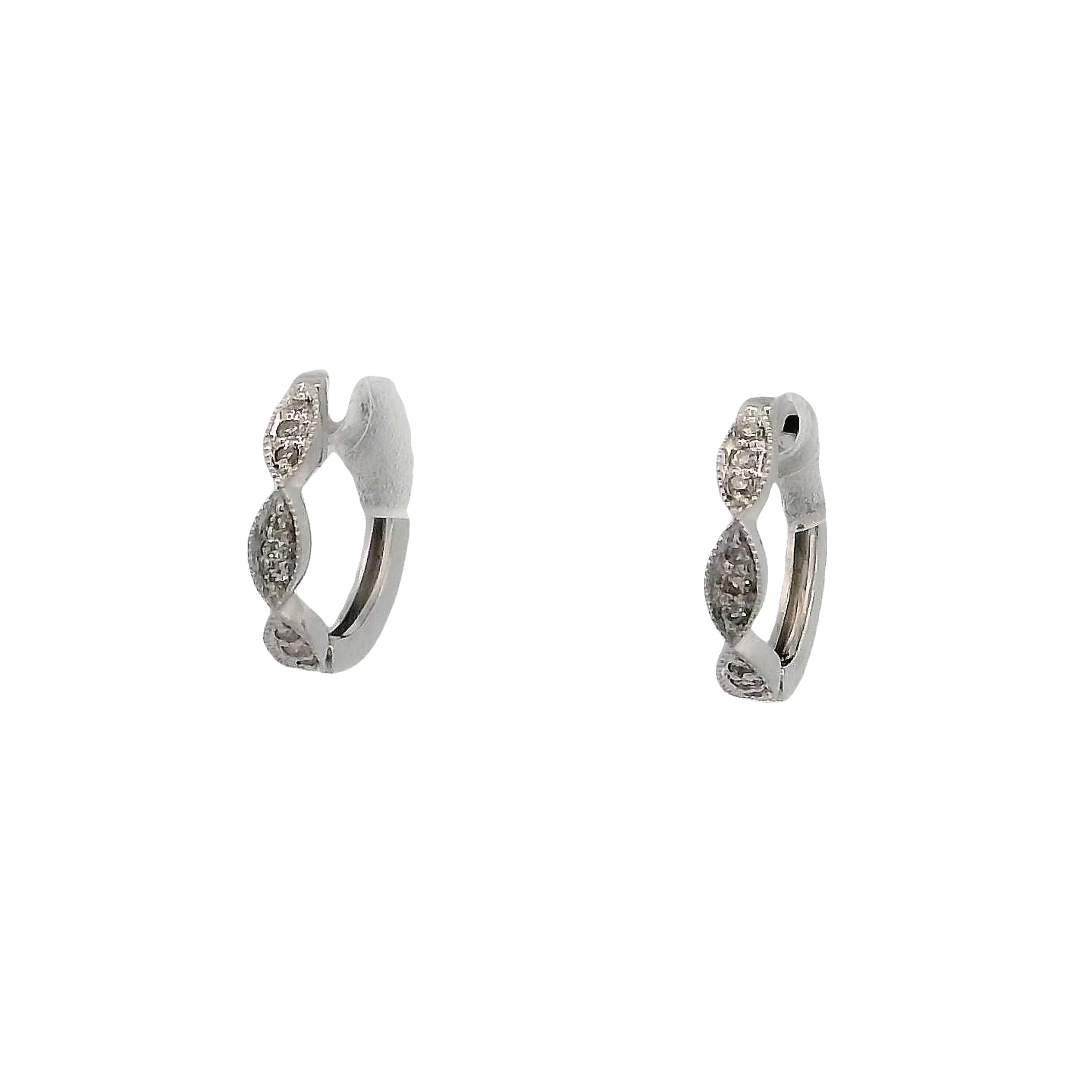 14k White Gold Diamond Hoops