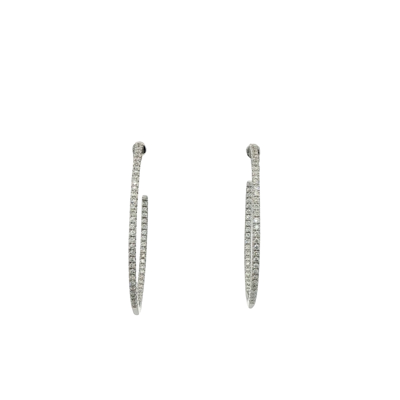 14k White Gold Diamond Hoop Earrings