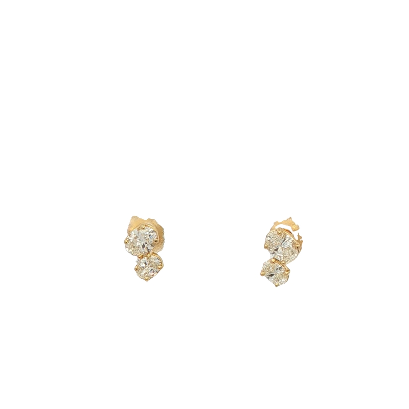 14k Yellow Gold Oval Cut Diamond Stud Earrings