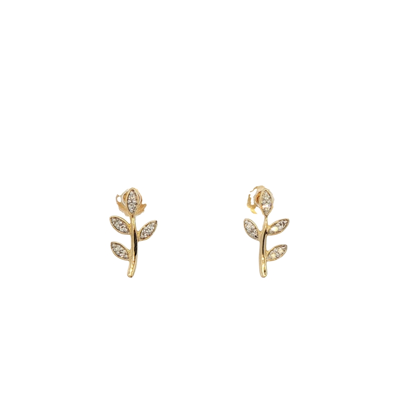 14k Yellow Gold Diamond Stud Earrings