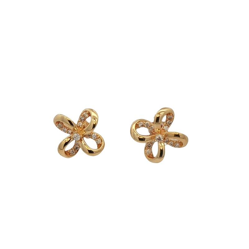 14k Yellow Gold Diamond Stud Earrings