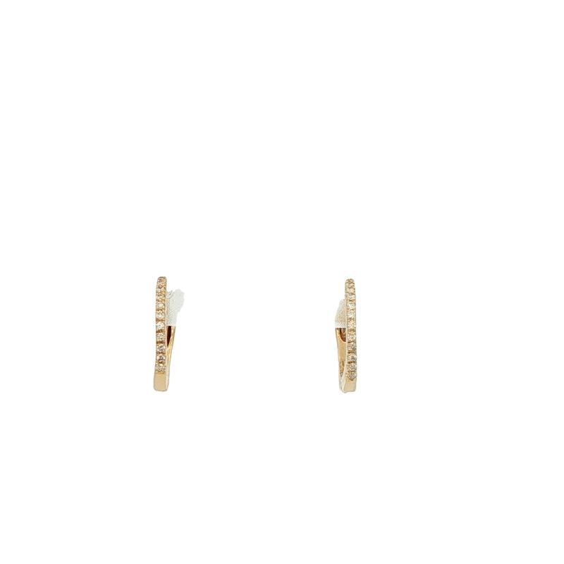 14k Yellow Gold Diamond Huggie Earrings