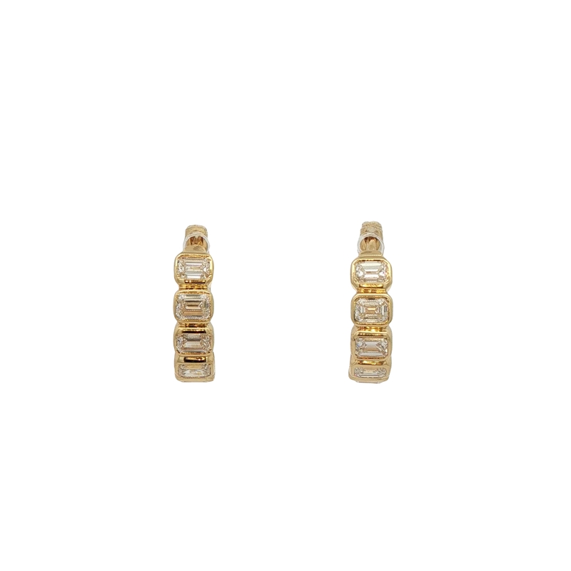 14k Yellow Gold Diamond Huggie Earrings