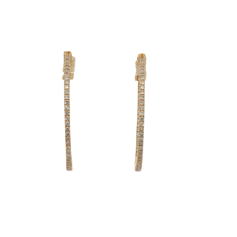 14k Yellow Gold Diamond Hoop Earrings