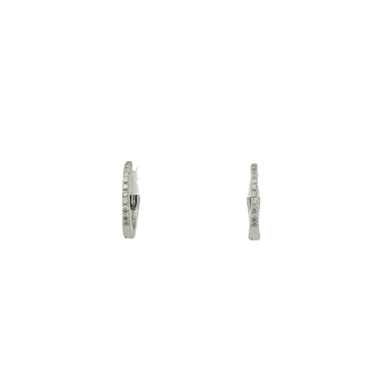 14k White Gold Diamond Huggie Earrings