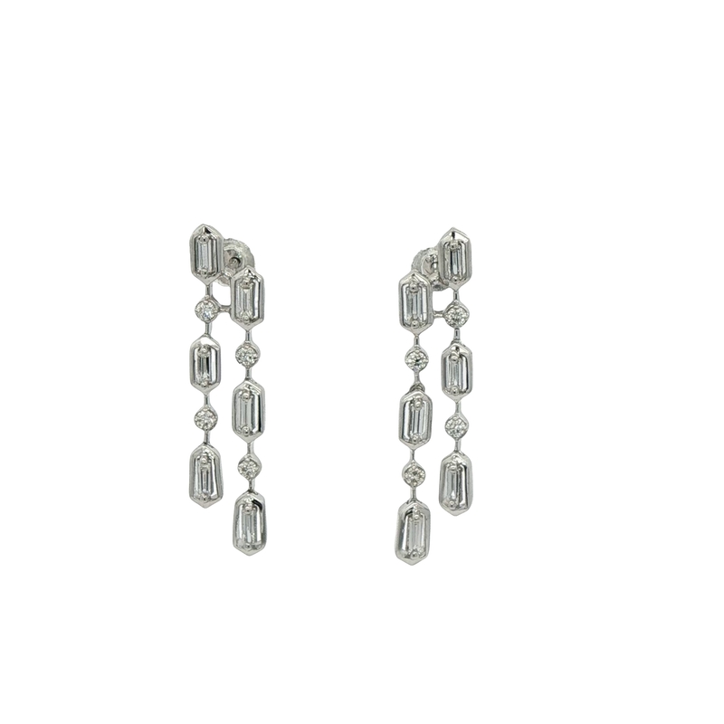 14k White Gold Diamond Statement Earrings