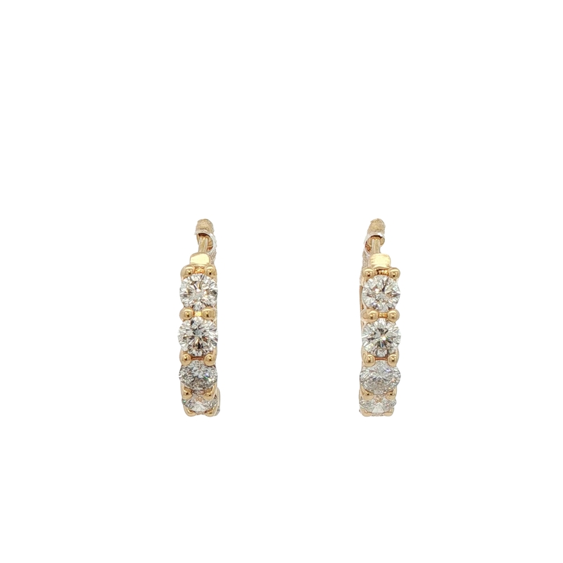 14k Yellow Gold Diamond Hoop Earrings