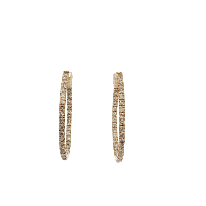 14k Yellow Gold Diamond Hoop Earrings