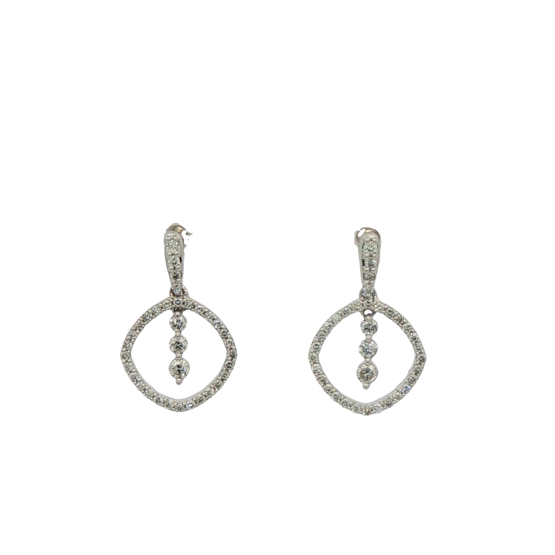 14k White Gold Diamond Statement Hoop Earrings