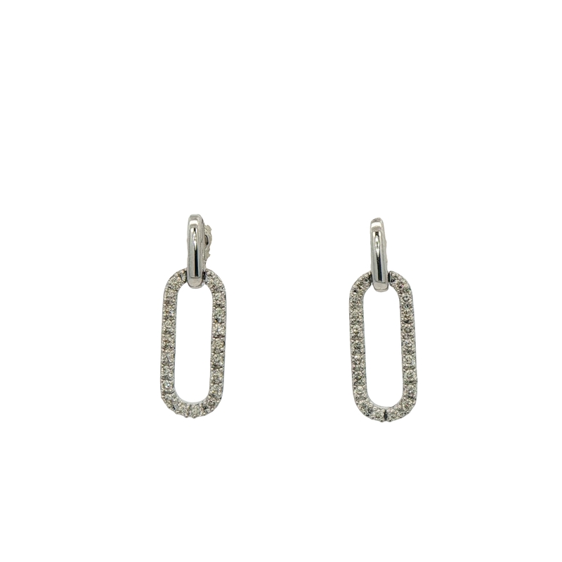 14k White Gold Diamond Statement Hoop Earrings