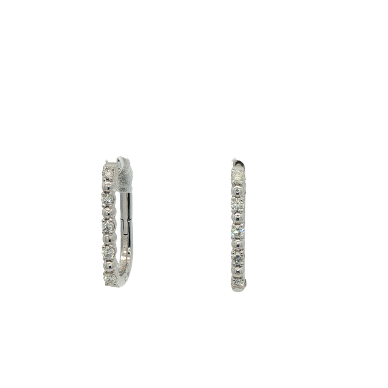14k White Gold Diamond Hoop Earrings