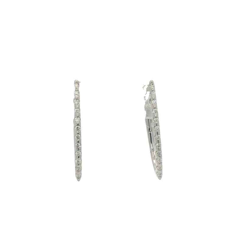14k White Gold Diamond Hoop Earrings