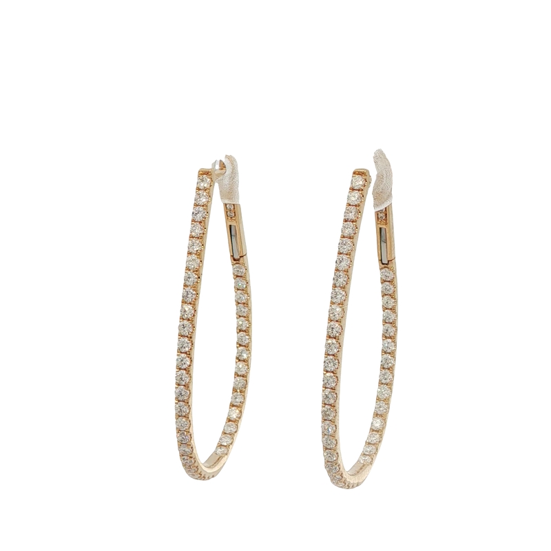 14k Yellow Gold Diamond Hoop Earrings