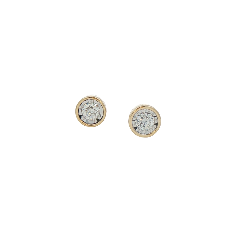 14k Yellow Gold Diamond Stud Earrings