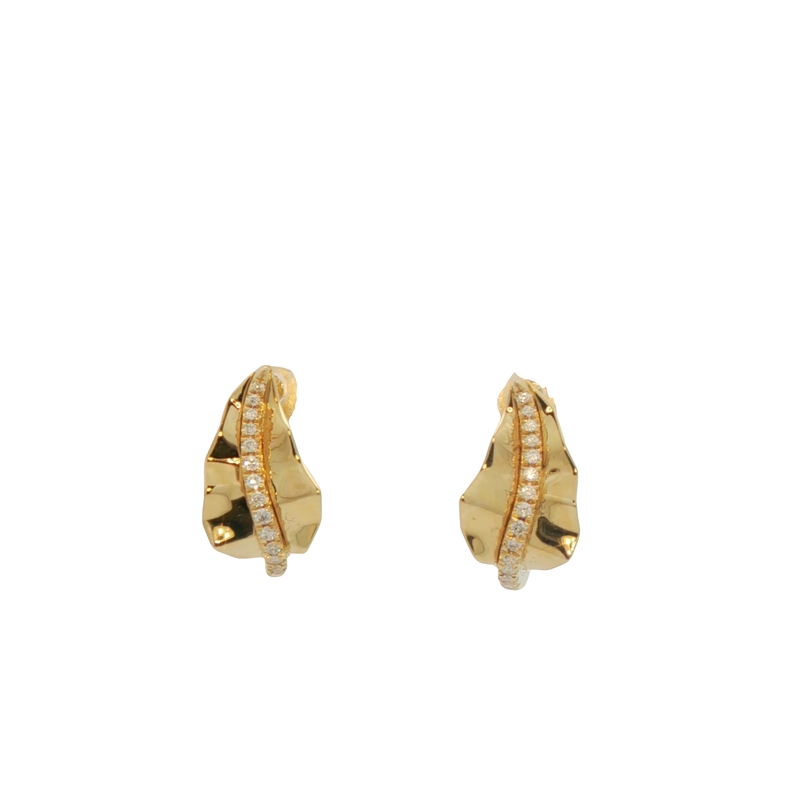 14k Yellow Gold Diamond Hoop Earrings