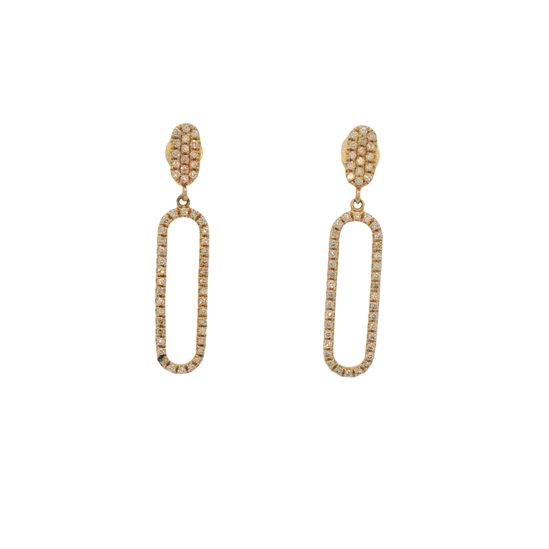 14k Yelow Gold Diamond Dangle Earrings
