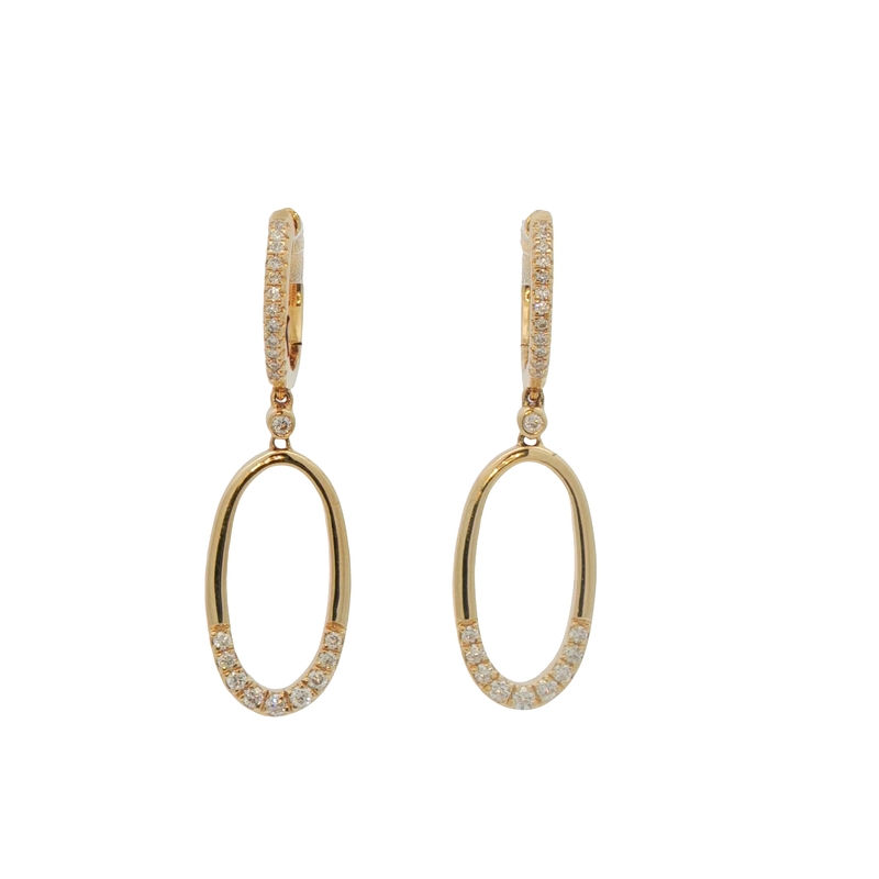 14k Yellow Gold Diamond Dangle Earrings