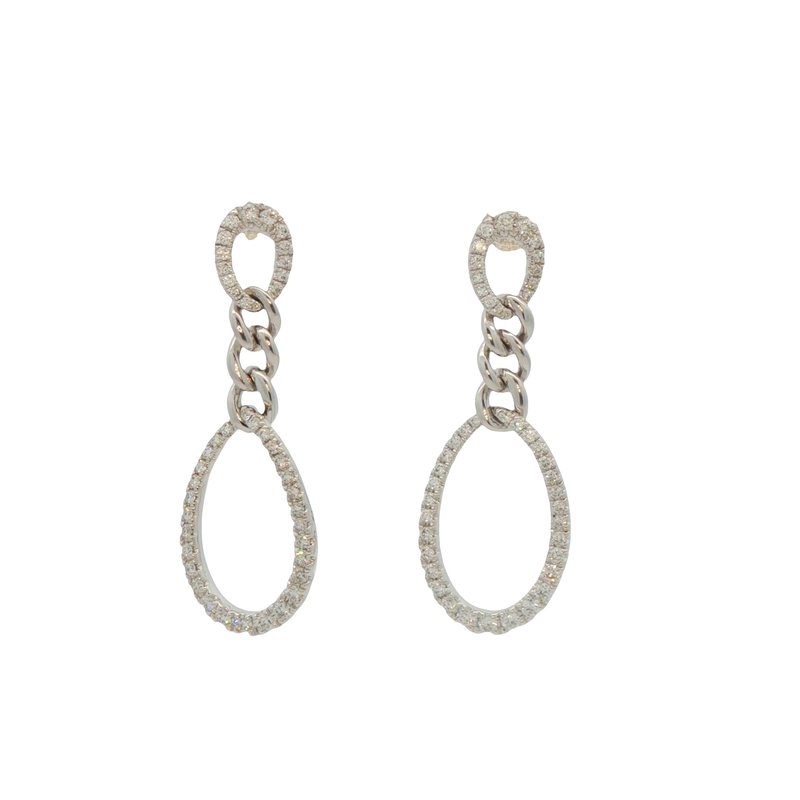 14k White Gold Diamond Dangle Earrings