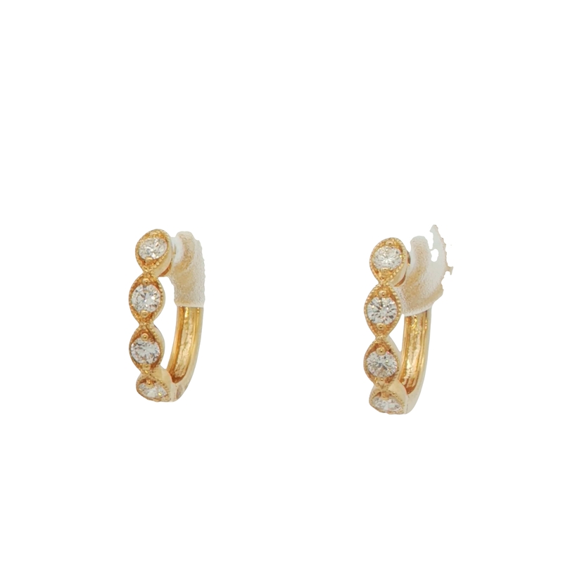 14k Yellow Gold Diamond Hoop Earrings