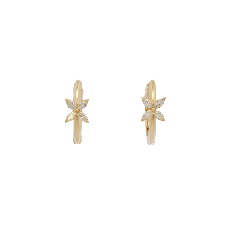 14k Yellow Gold Diamond Hoop Earrings