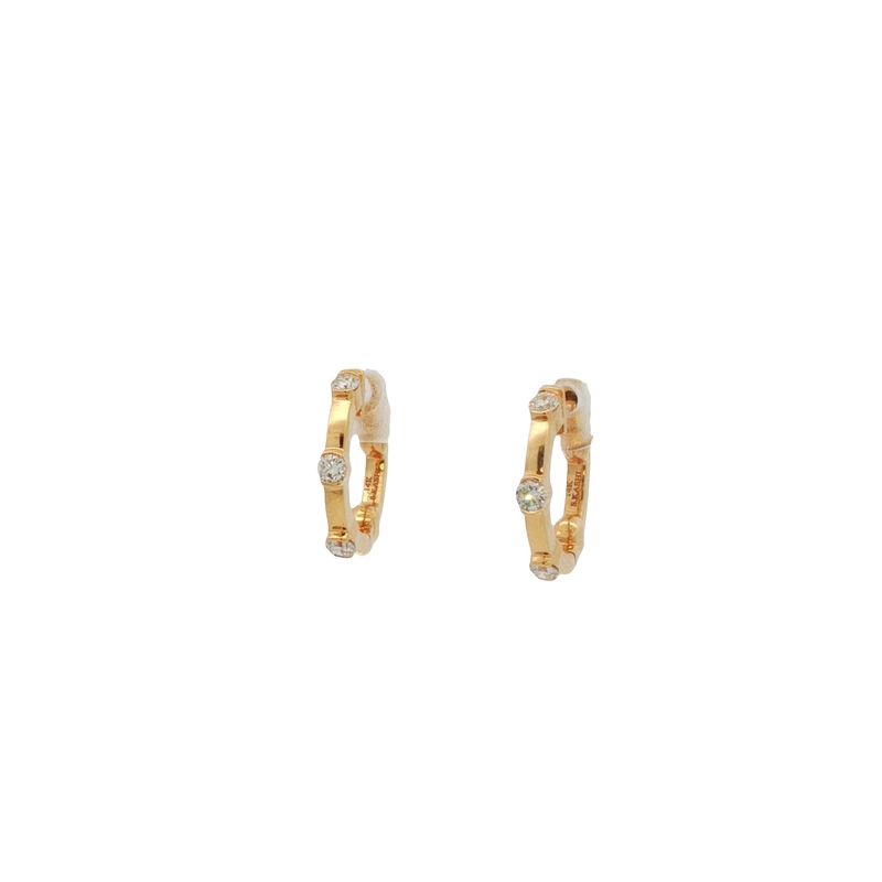 14k Yellow Gold Diamond Huggie Earrings