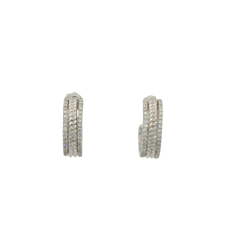 14k White Gold Diamond Huggie Earrings