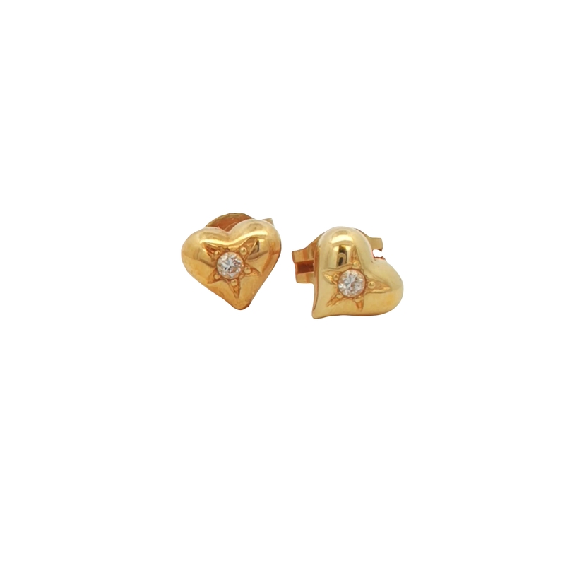 14k Yellow Gold Diamond Stud Earrings