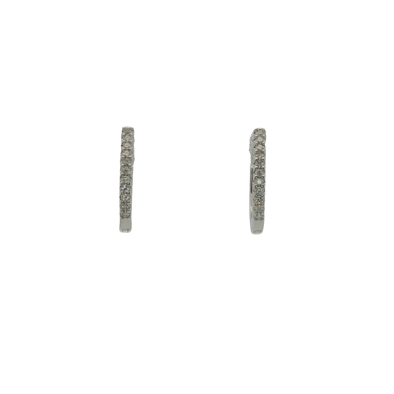 14k White Gold Diamond Huggie Earrings