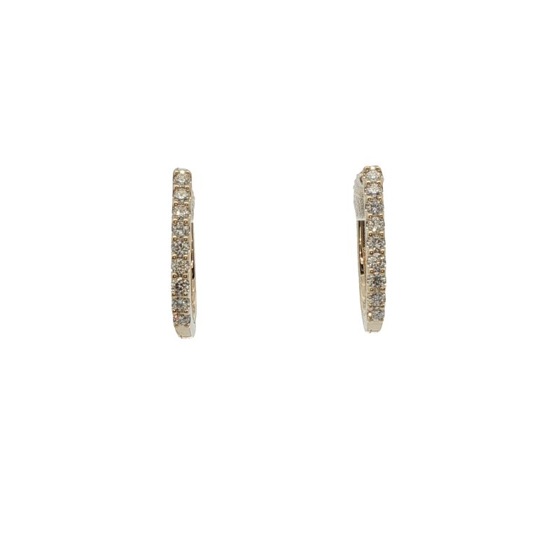14k Yellow Gold Diamond Hoop Earrings