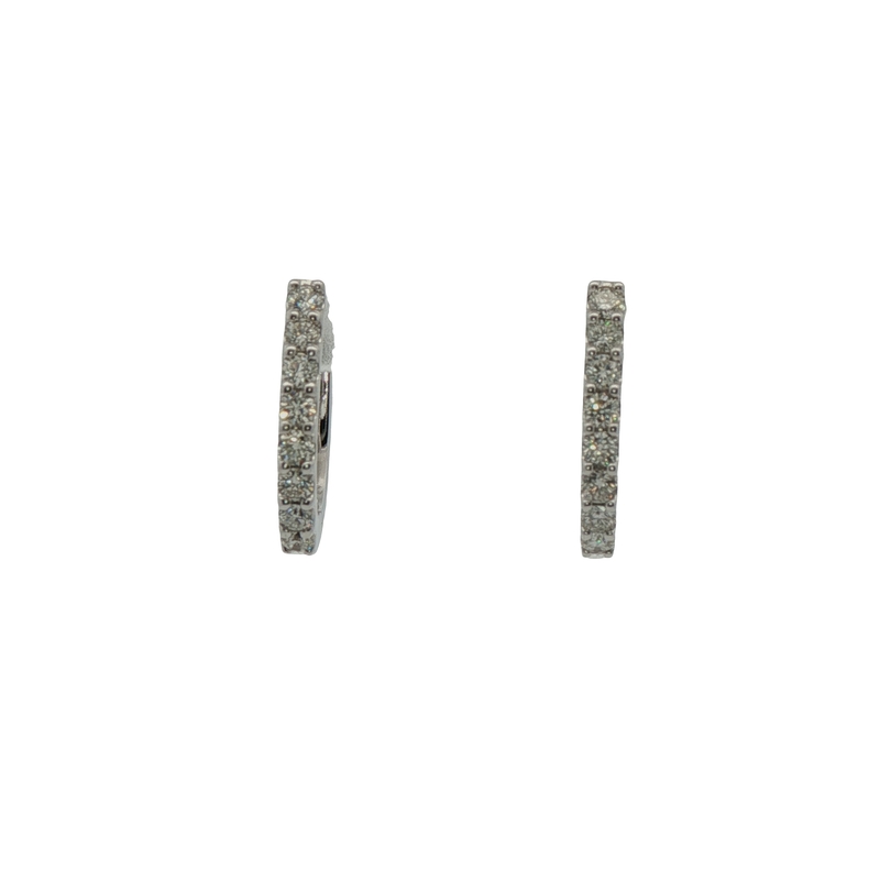 14k White Gold Diamond Huggie Earrings