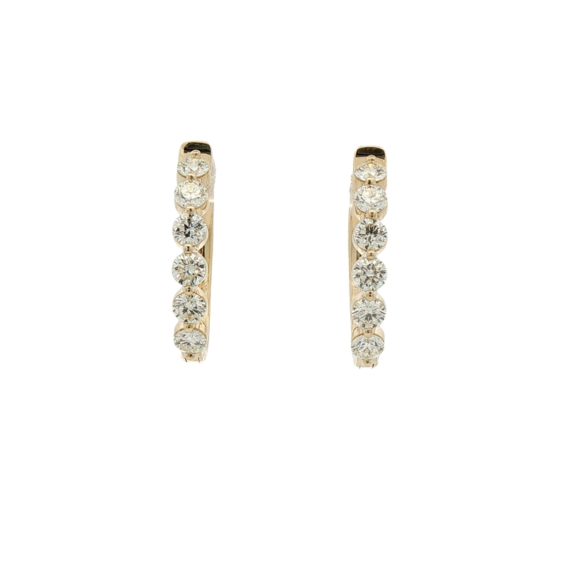 14k Yellow Gold Diamond Hoop Earrings