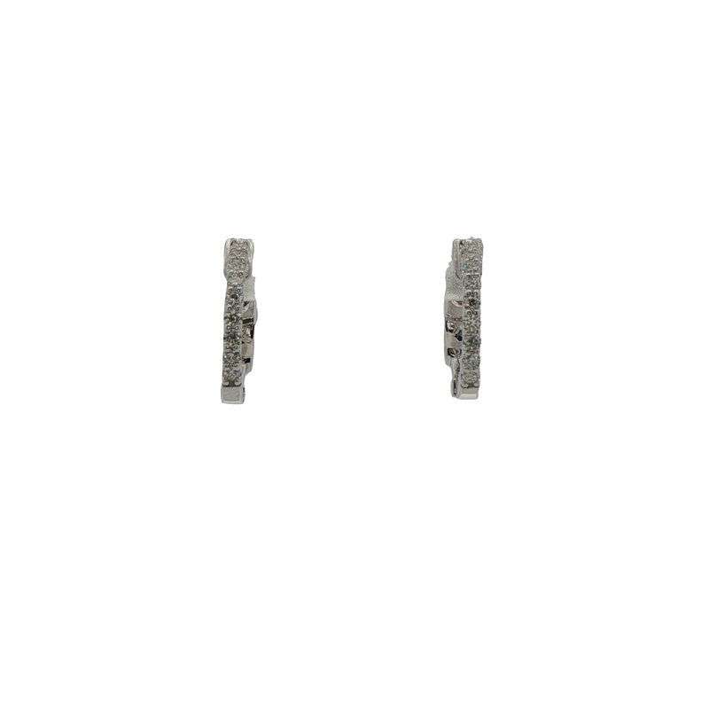 14k White Gold Diamond Huggie Earrings