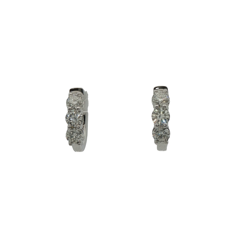 14k White Gold Diamond Huggie Earrings