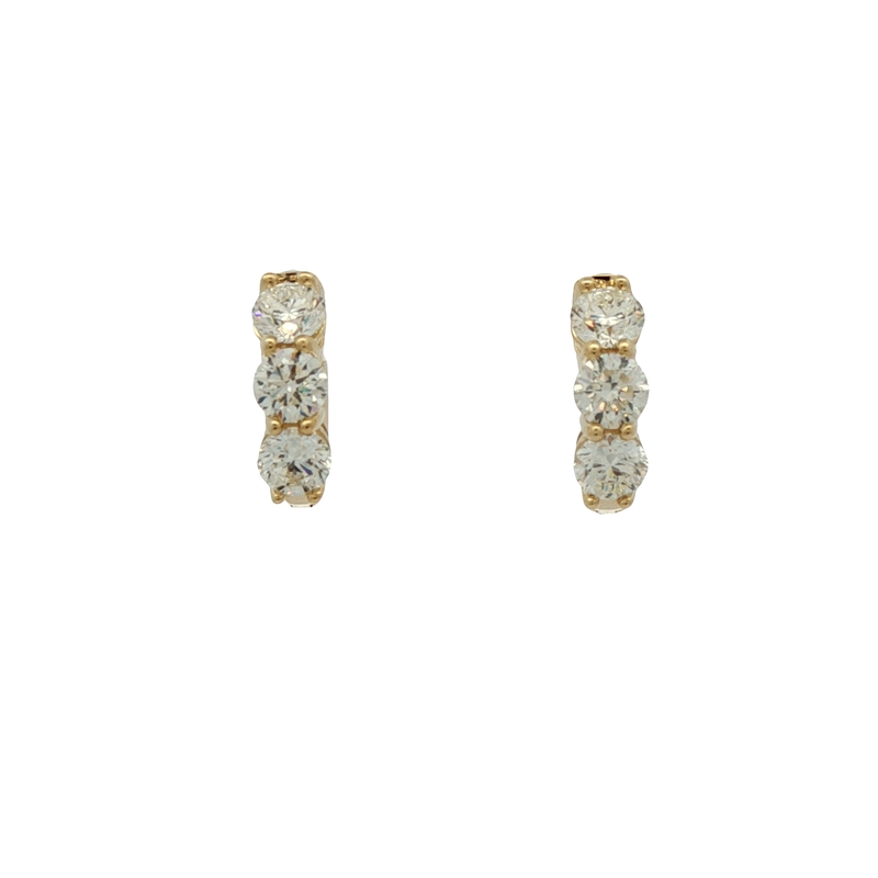 14k Yellow Gold Diamond Huggie Earrings