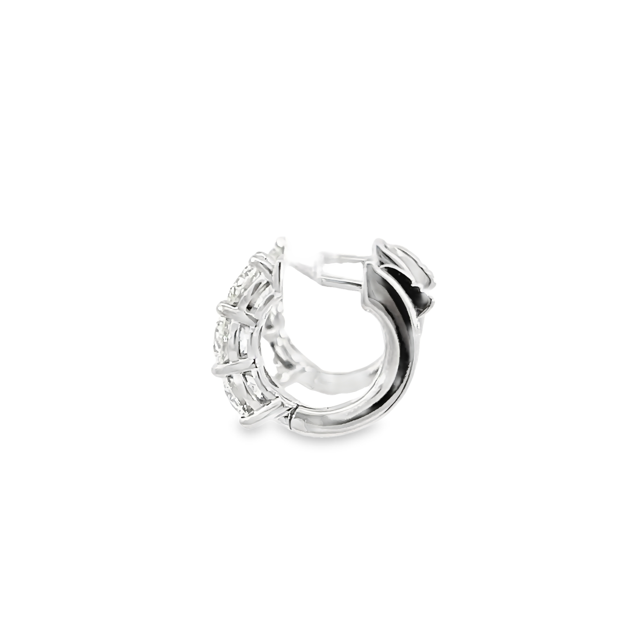14k White Gold Diamond Hoop Earrings