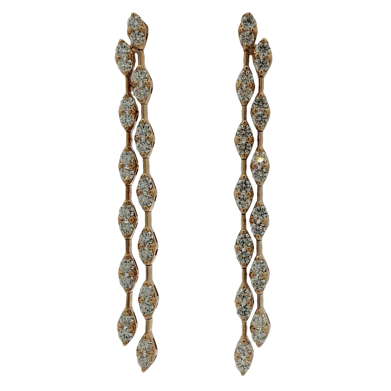 14k Yellow Gold Diamond Dangle Earrings
