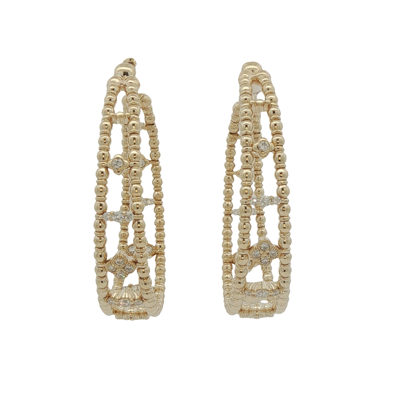 14k Yellow Gold Diamond Hoop Earrings