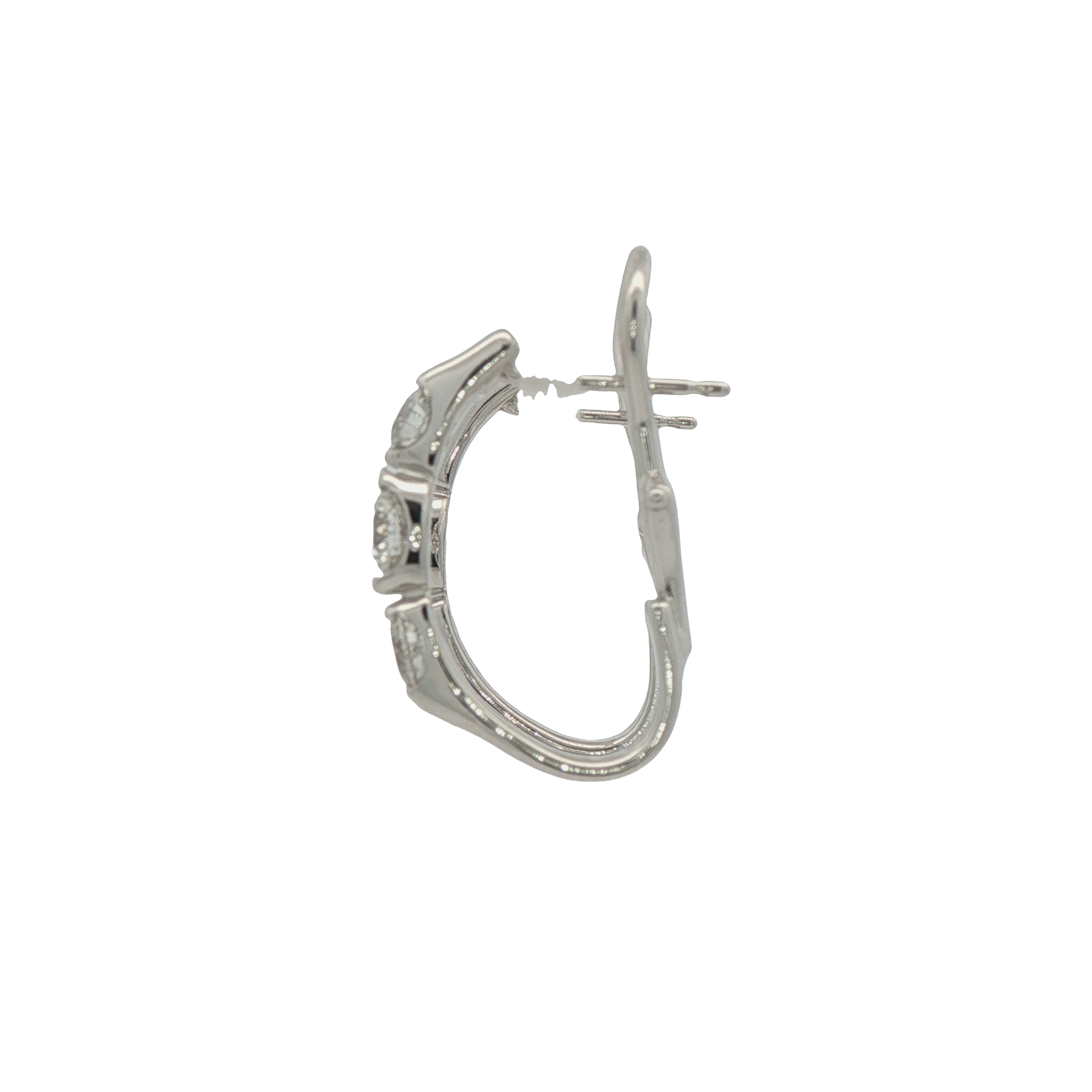 14k White Gold Diamond Hoop Earrings