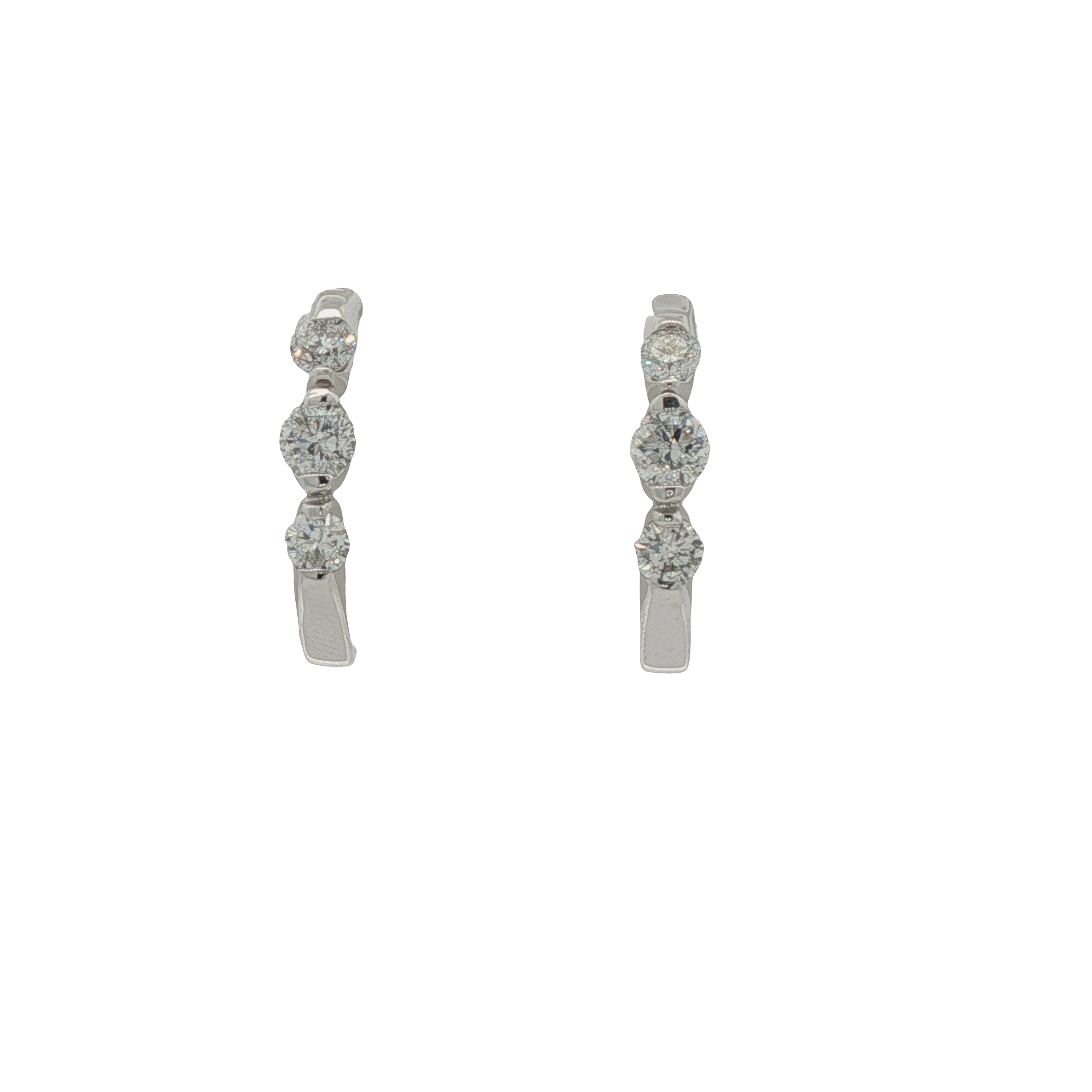 14k White Gold Diamond Hoop Earrings