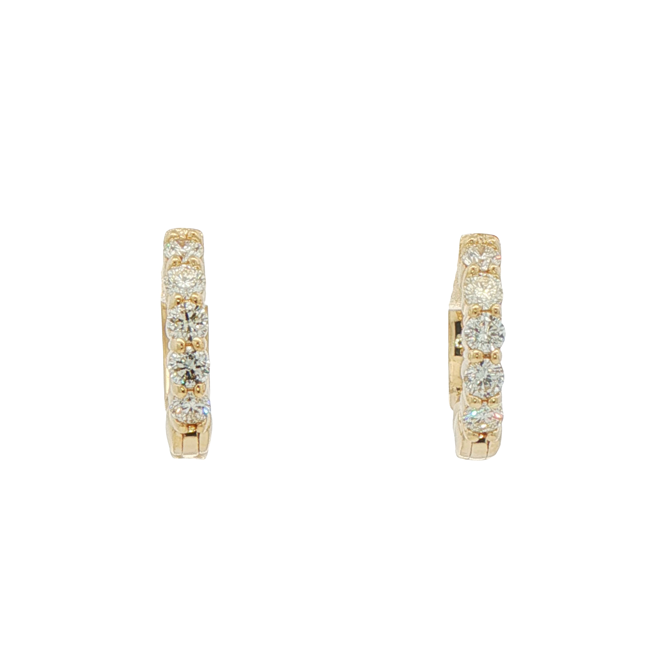14k Yellow Gold Diamond Huggie Earrings