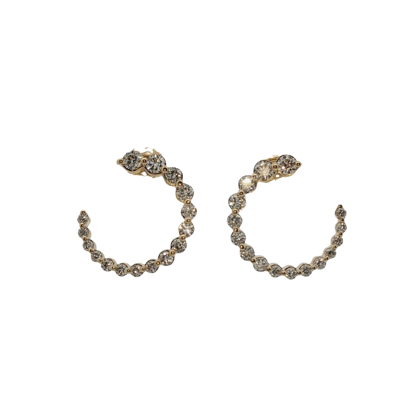 14k Yellow Gold Diamond Hoop Earrings