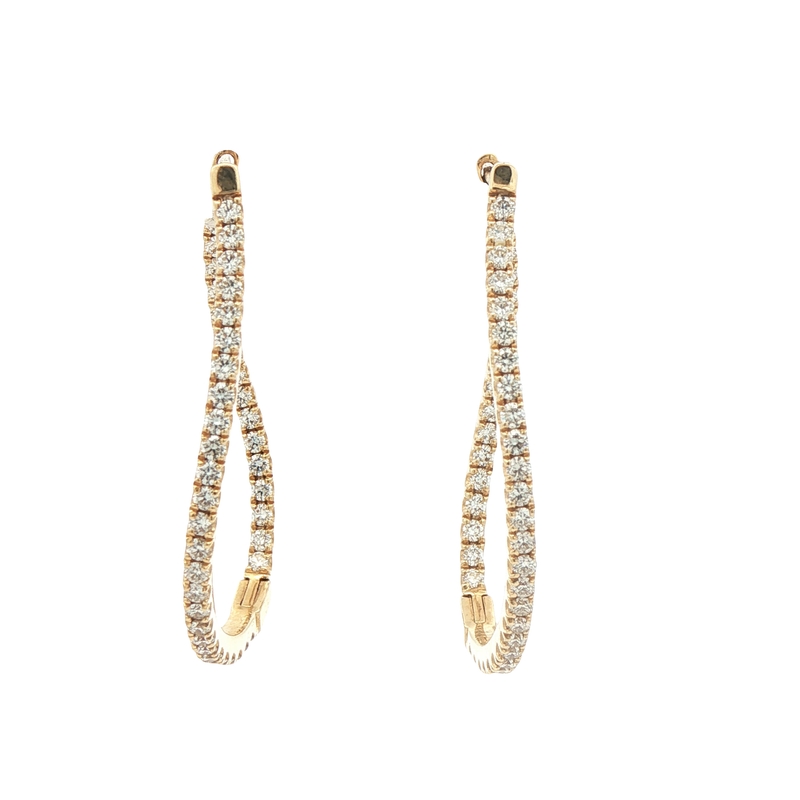 14k Yellow Gold Diamond Hoop Earrings