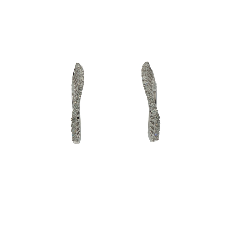 14k White Gold Diamond Hoop Earrings