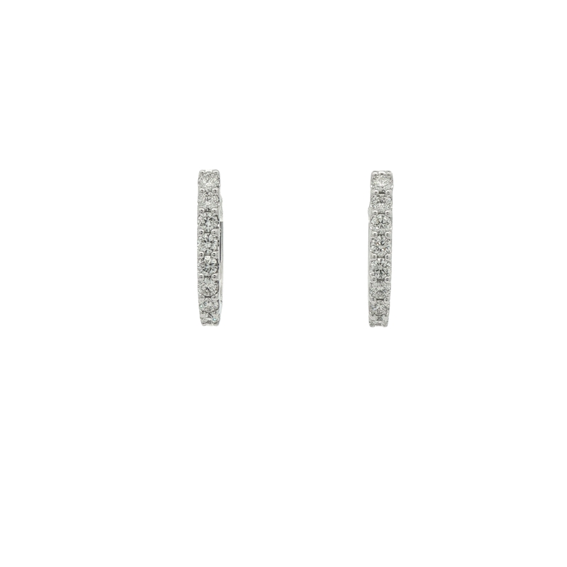 14k White Gold Diamond Huggie Earrings