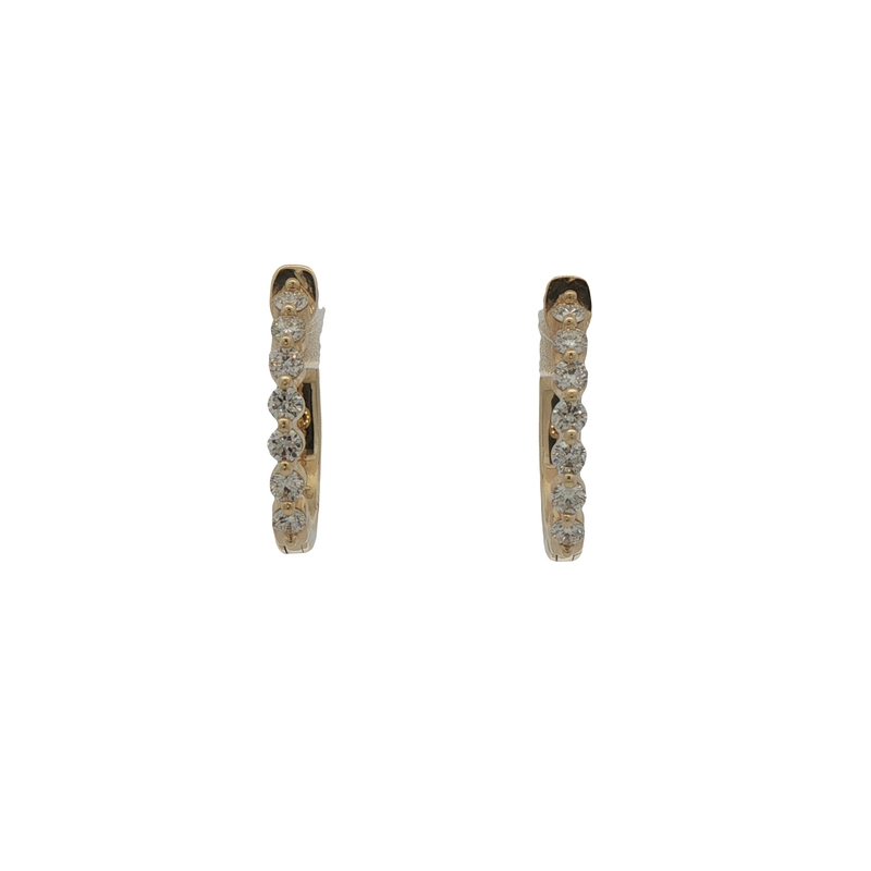 14k Yellow Gold Diamond Hoop Earrings