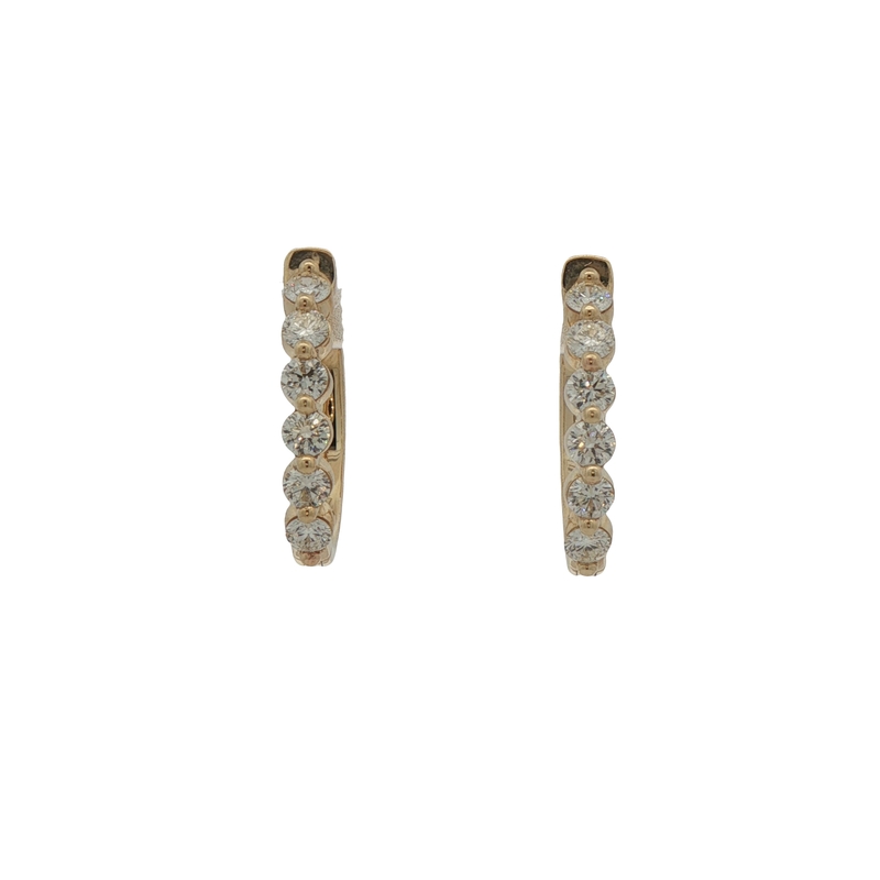 14k Yellow Gold Diamond Hoop Earrings