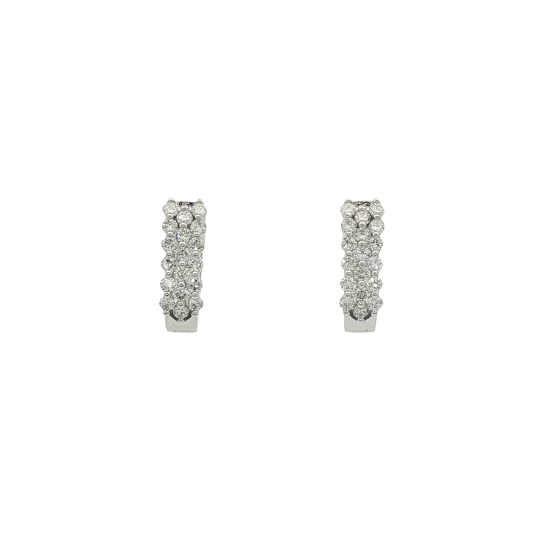 14k White Gold Diamond Huggie Earrings